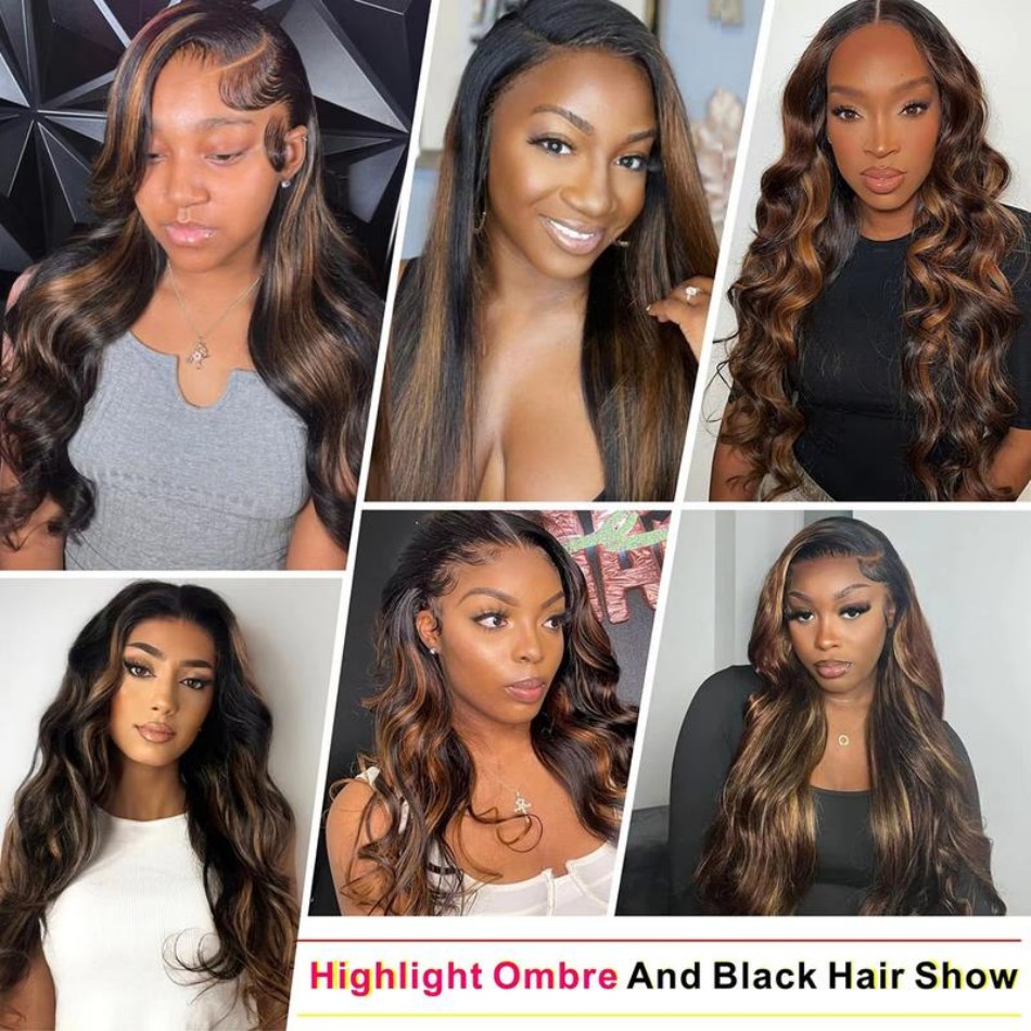 P1B30 Highlight Ombre Body Wav - Hd Lace Frontal Wig Human Hair Pre Plucked review and price